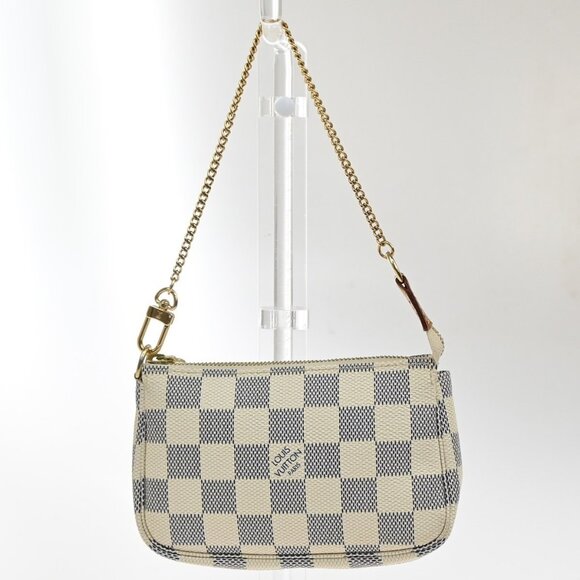 LOUIS VUITTON Mini Pochette Accessoires Hand Bag Damier Azur WE - Picture 3 of 14